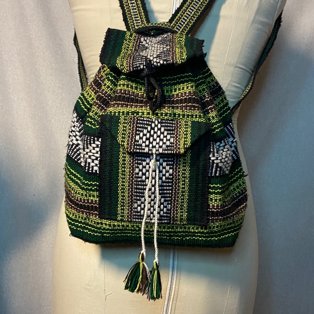 Backpack Woven Multicolor Boho Bag Hippie Drawstring - Picture 2 of 10